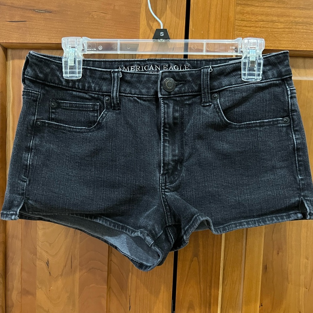 black jean shorts